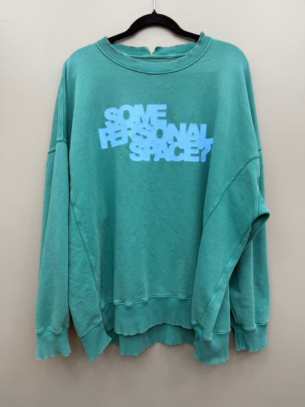 Aerie Some Personal Space Graphic Oversized Sweatshirt Green XL Cozy Y2K